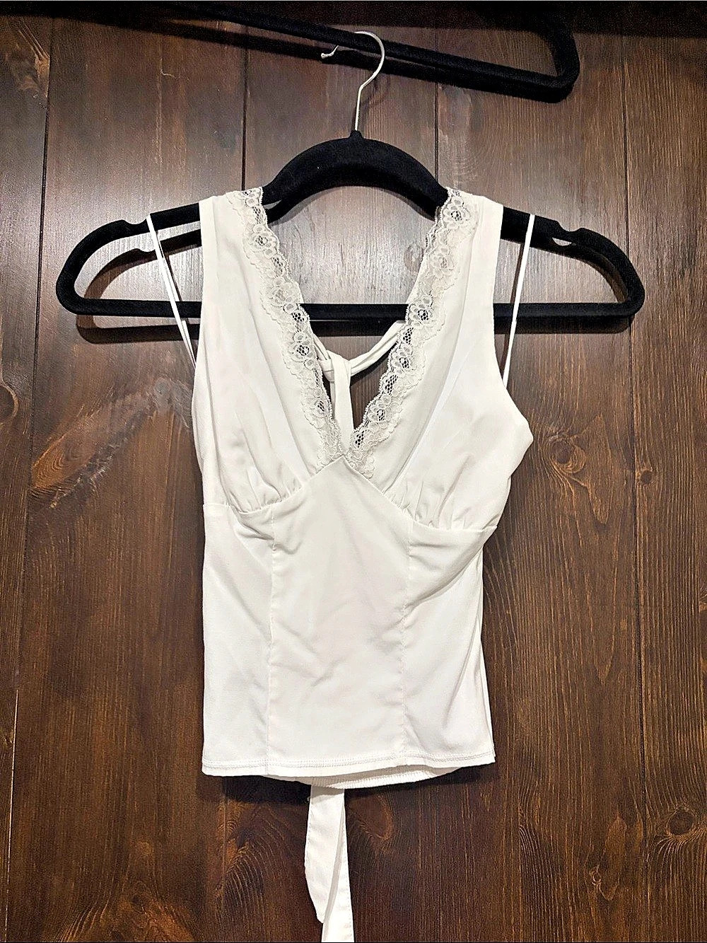 Garage White Lace-Trim halter top